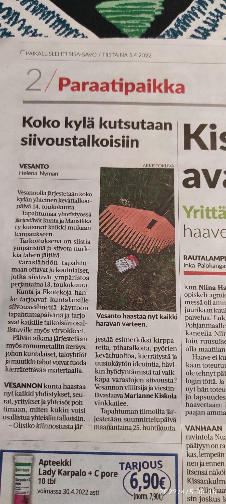 Read more about the article Oikaisu Sisä-Savon artikkeliin