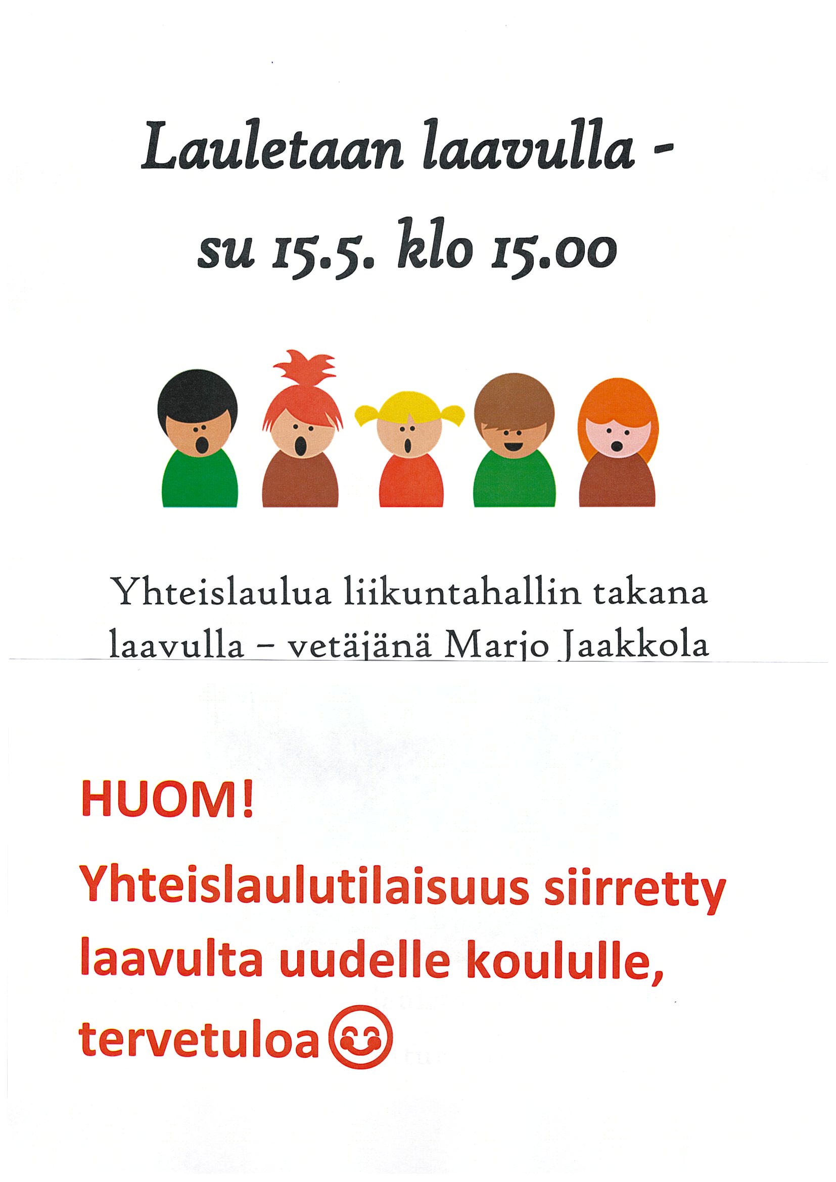 Read more about the article Yhteislaulutilaisuus 15.5. koululla