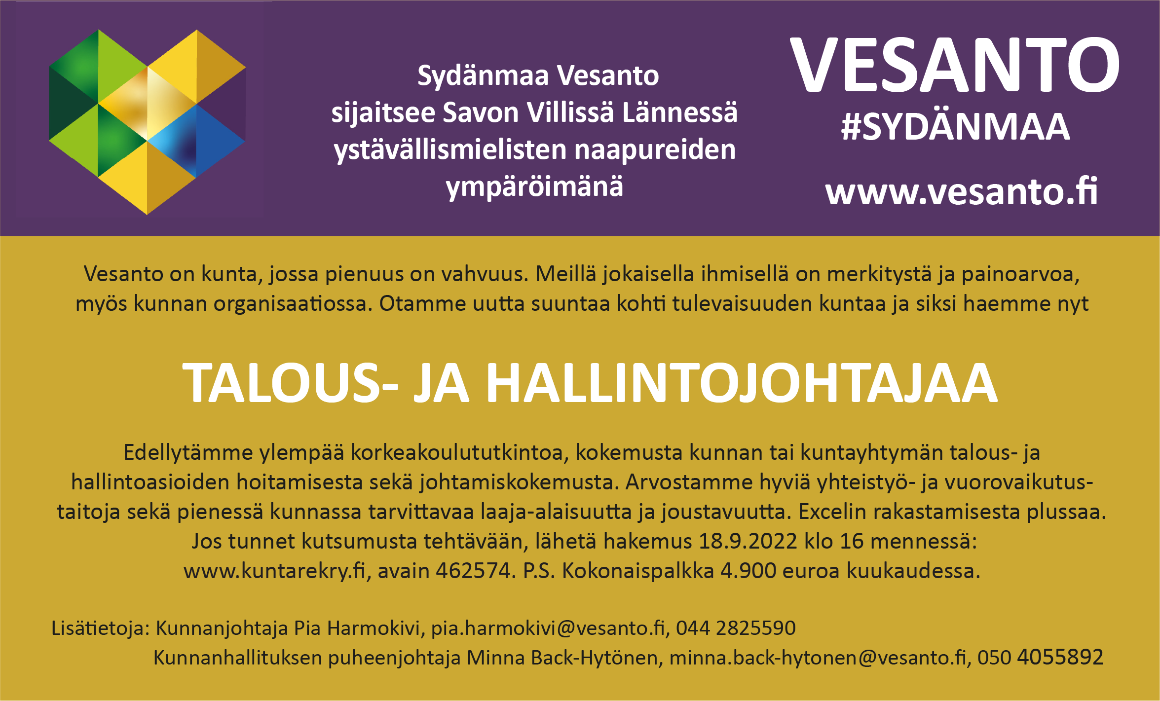 Read more about the article Sinustako Vesannon kunnan talous-ja hallintojohtaja?