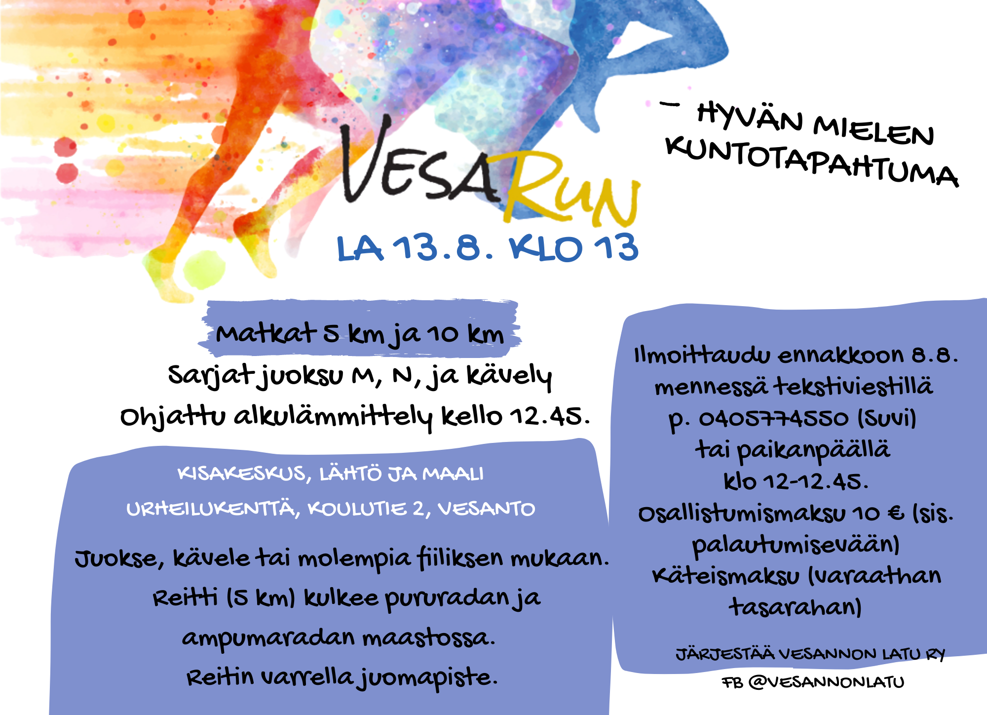 Read more about the article VesaRun 13.8. klo 13!