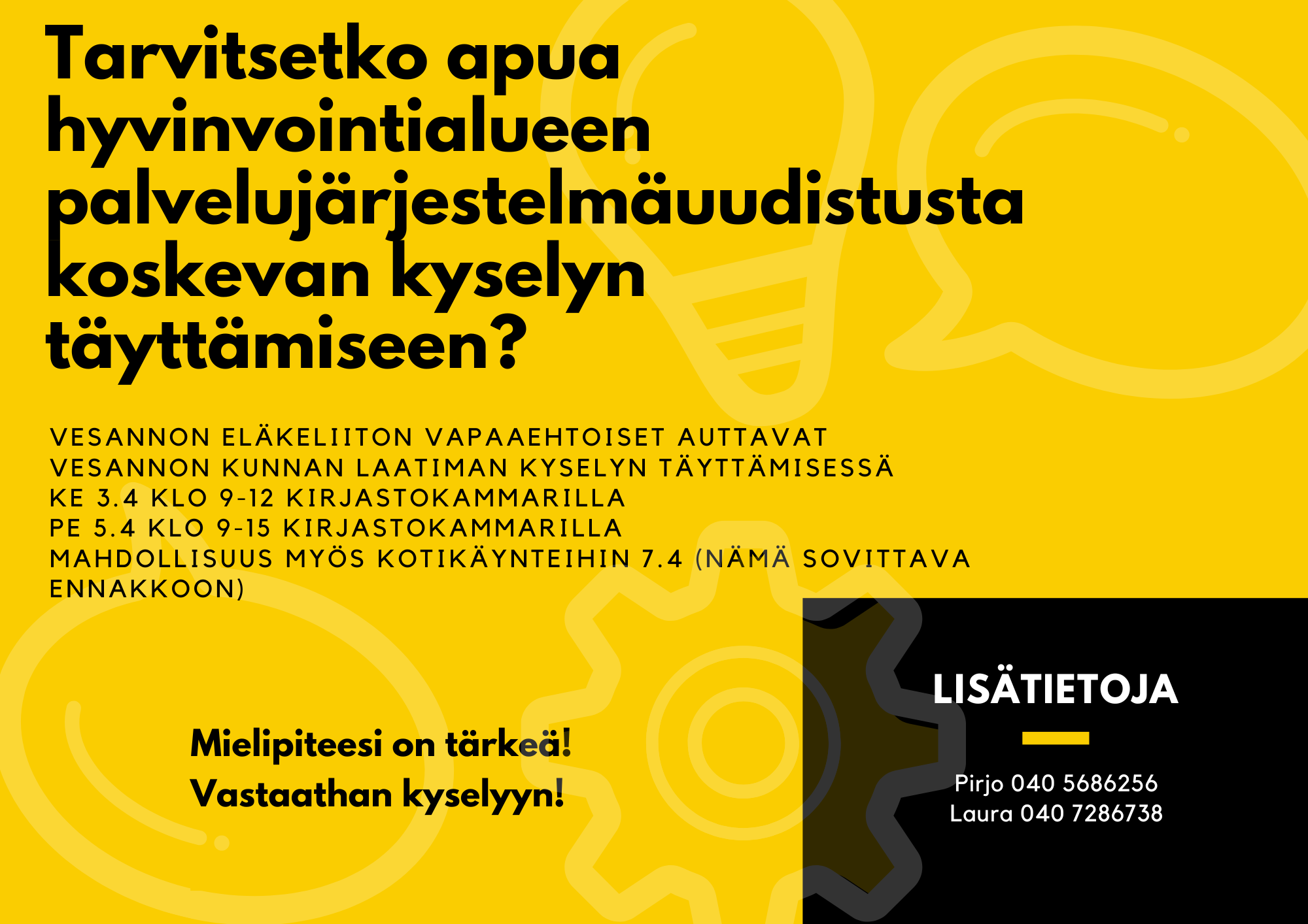 Read more about the article Tarvitsetko apua hyvinvointialueen palvelujärjestelmäuudistusta koskevan kyselyn täyttämiseen?